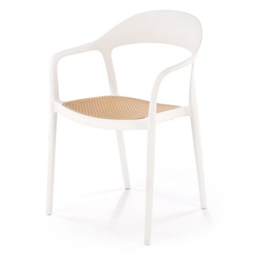 Krzesło ogrodowe K530 białe z imitacją plecionki