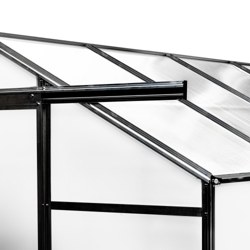 Szklarnia aluminiowa Growee 254x380 cm z fundamentem, sześciosekcyjna, czarna