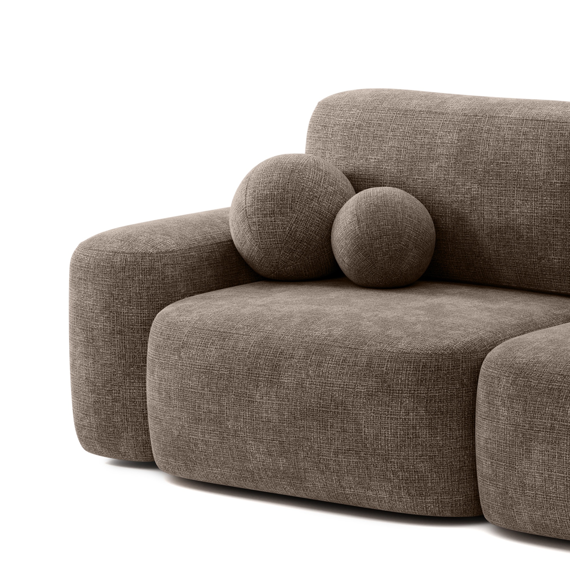 Sofa rozkładana Bold brązowa, obłe kształty