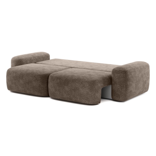 Sofa rozkładana Bold brązowa, obłe kształty