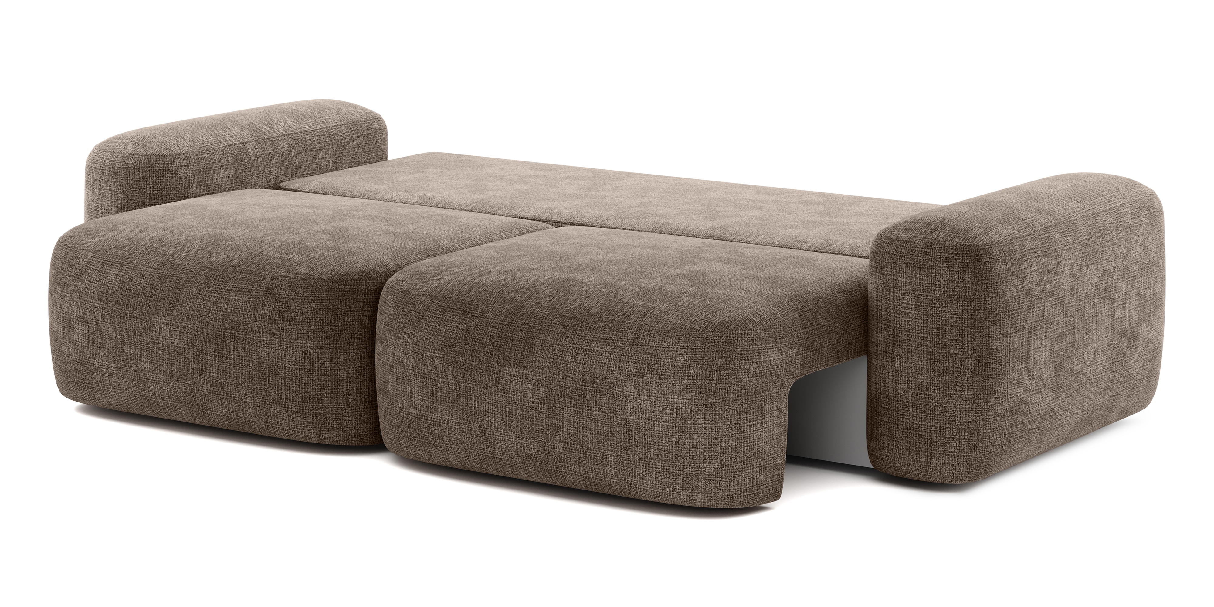 Sofa rozkładana Bold brązowa, obłe kształty