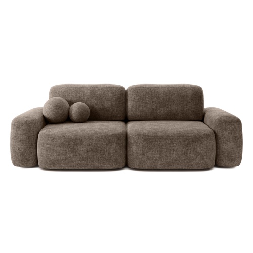 Sofa rozkładana Bold brązowa, obłe kształty