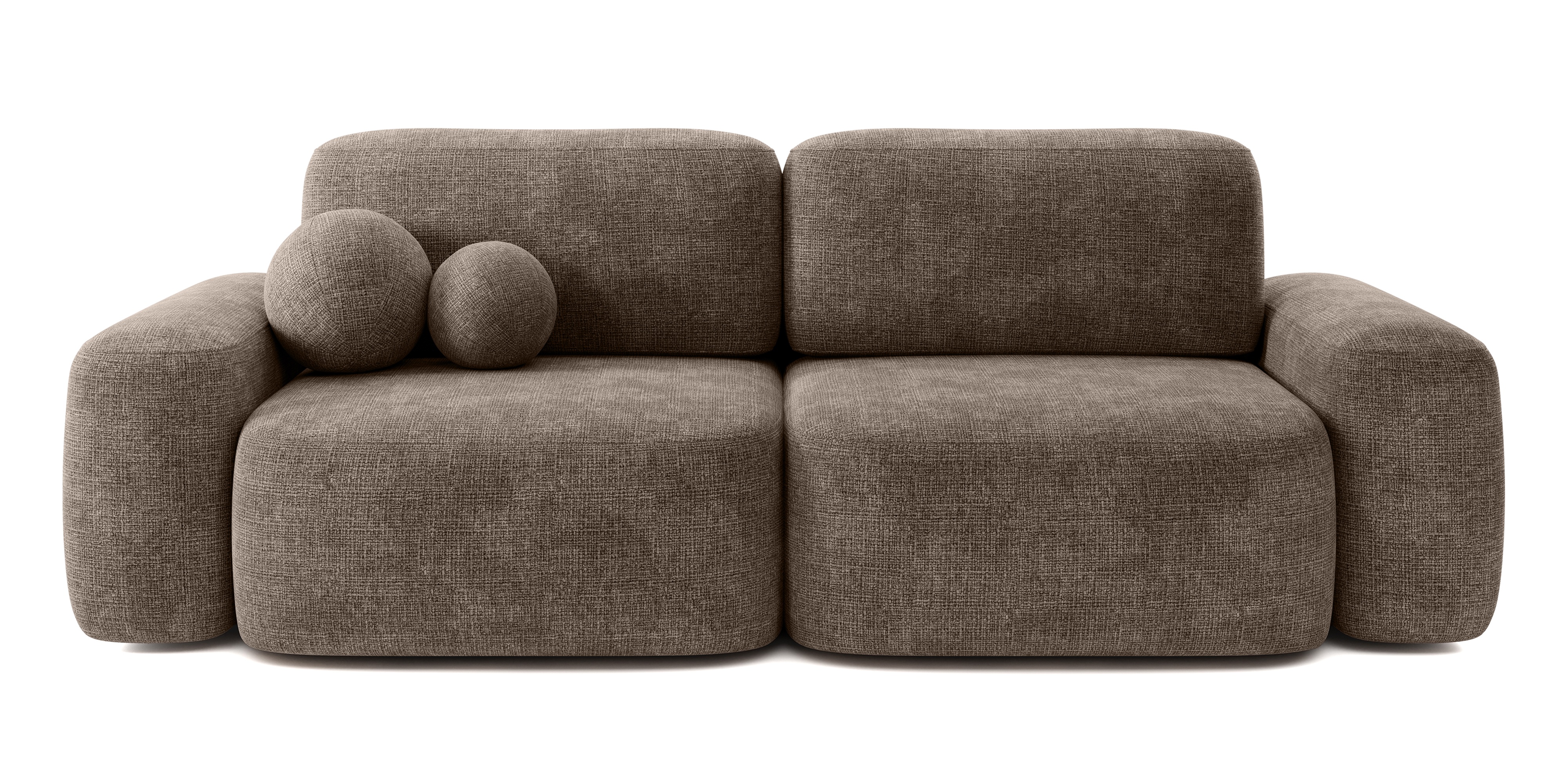 Sofa rozkładana Bold brązowa, obłe kształty