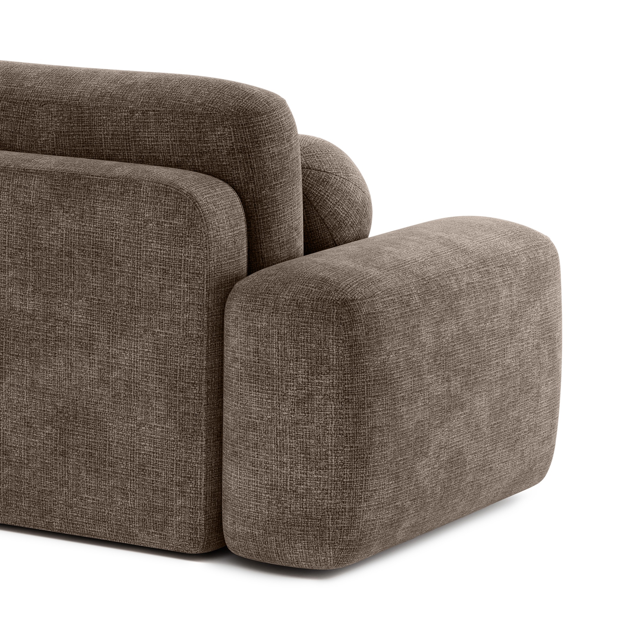 Sofa rozkładana Bold brązowa, obłe kształty