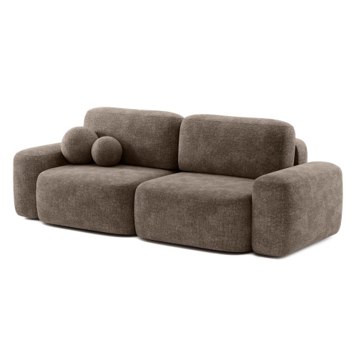 Sofa rozkładana Bold brązowa, obłe kształty