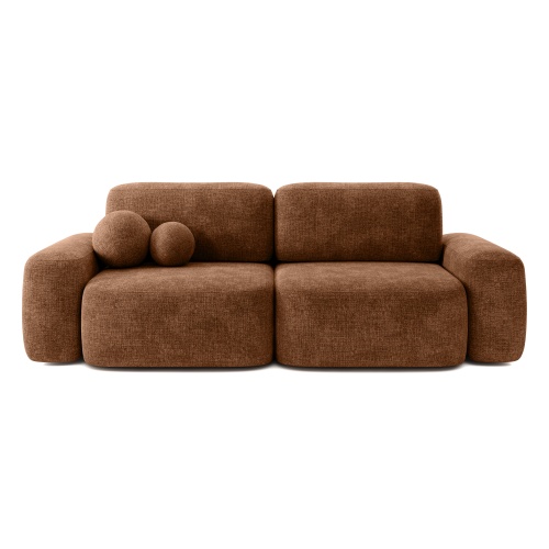 Sofa rozkładana Bold miedziana, obłe kształty