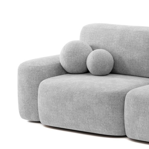 Sofa rozkładana Bold jasnoszara, obłe kształty
