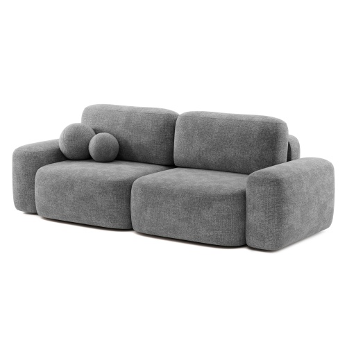 Sofa rozkładana Bold szara, obłe kształty