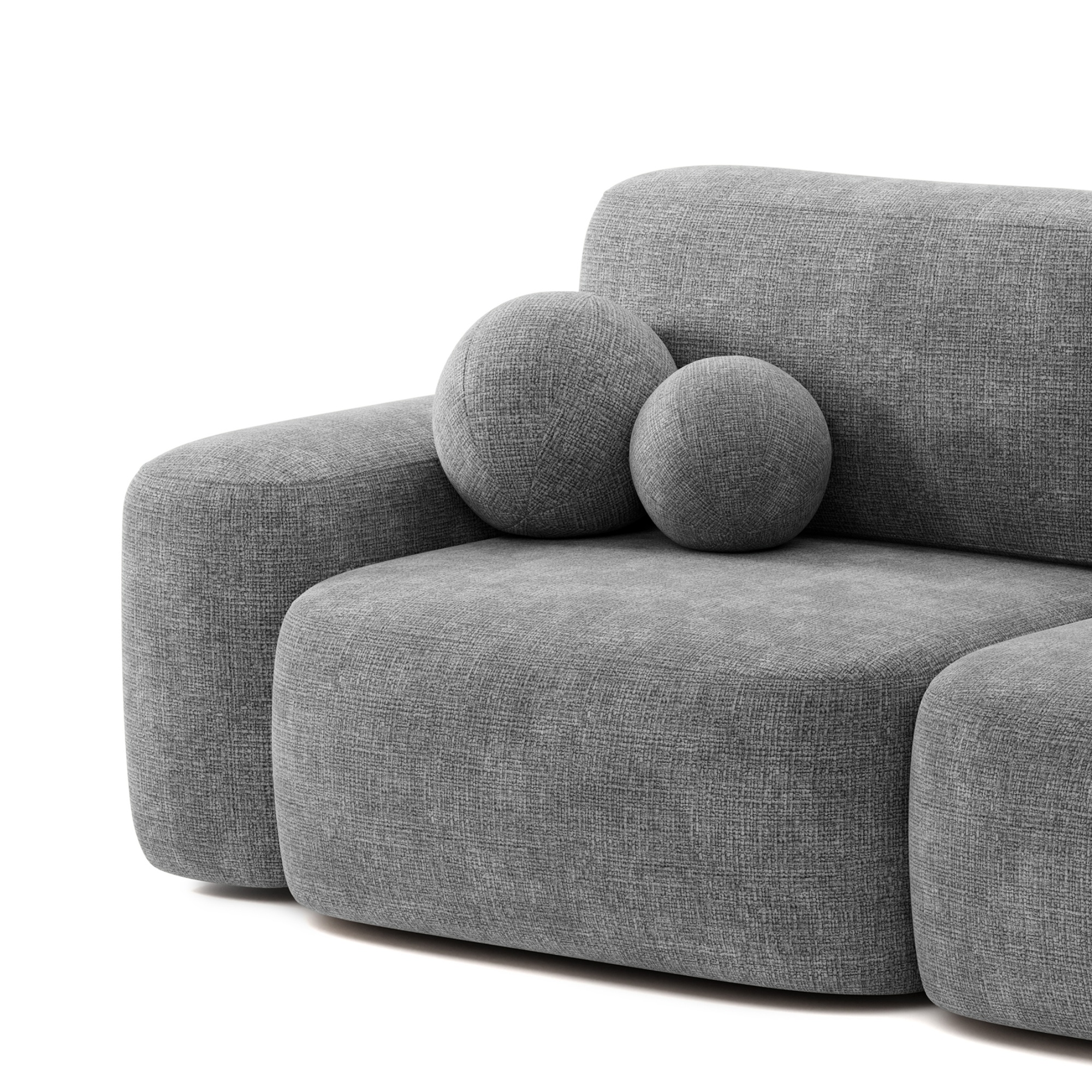 Sofa rozkładana Bold szara, obłe kształty