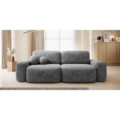 Sofa rozkładana Bold szara, obłe kształty