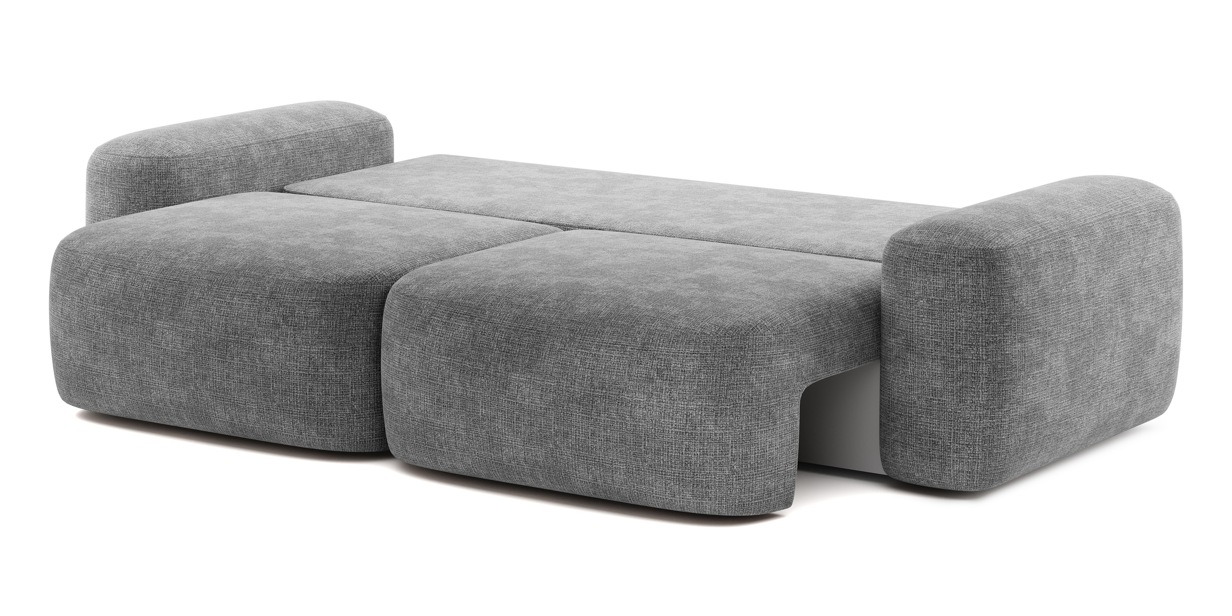 Sofa rozkładana Bold szara, obłe kształty