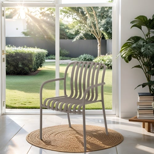 Krzesło ogrodowe z podłokietnikami Roksi brązowoszare