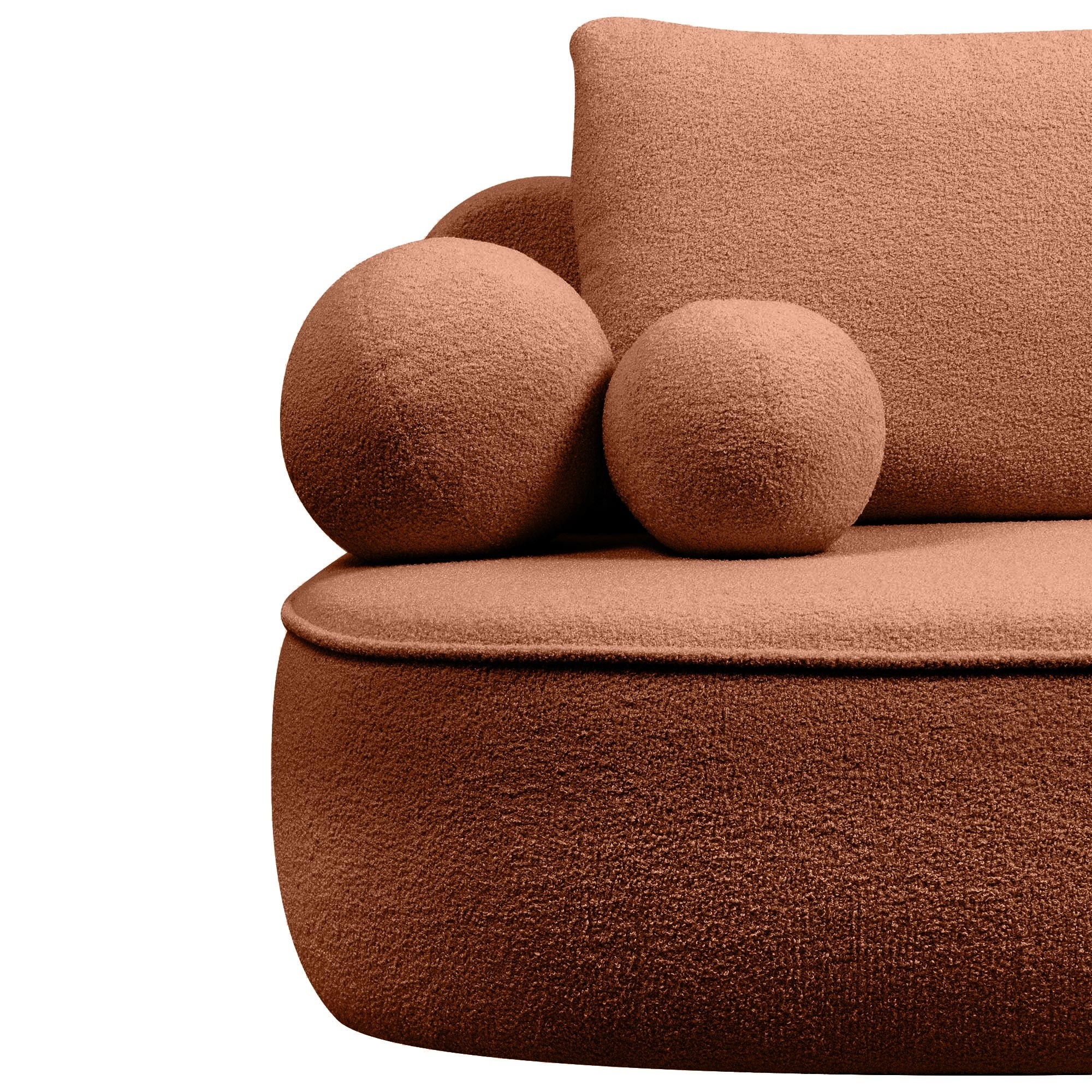 Sofa z funkcją spania i pojemnikiem Bella miedziana, boucle