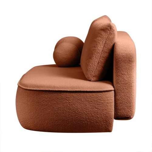 Sofa z funkcją spania i pojemnikiem Bella miedziana, boucle