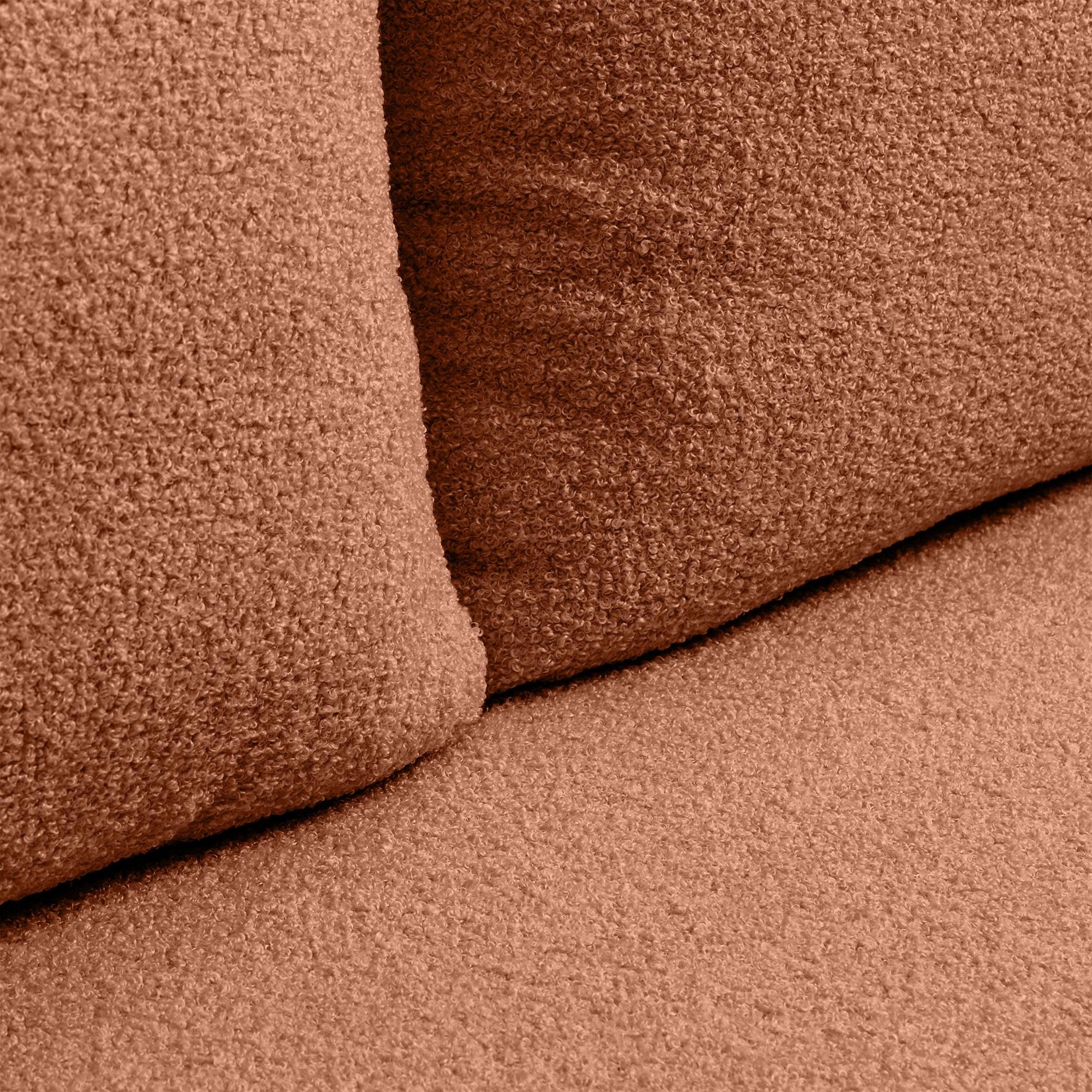 Sofa z funkcją spania i pojemnikiem Bella miedziana, boucle