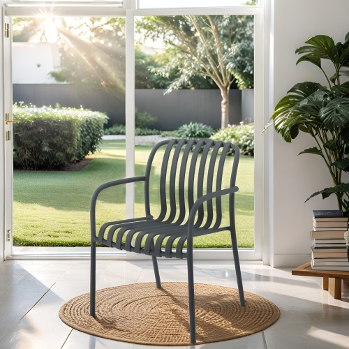 Krzesło ogrodowe z podłokietnikami Roksi antracytowe