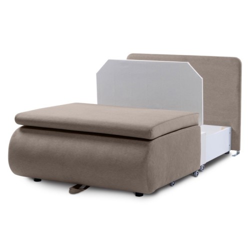Sofa z funkcją spania i pojemnikiem Mido brązowa, welur