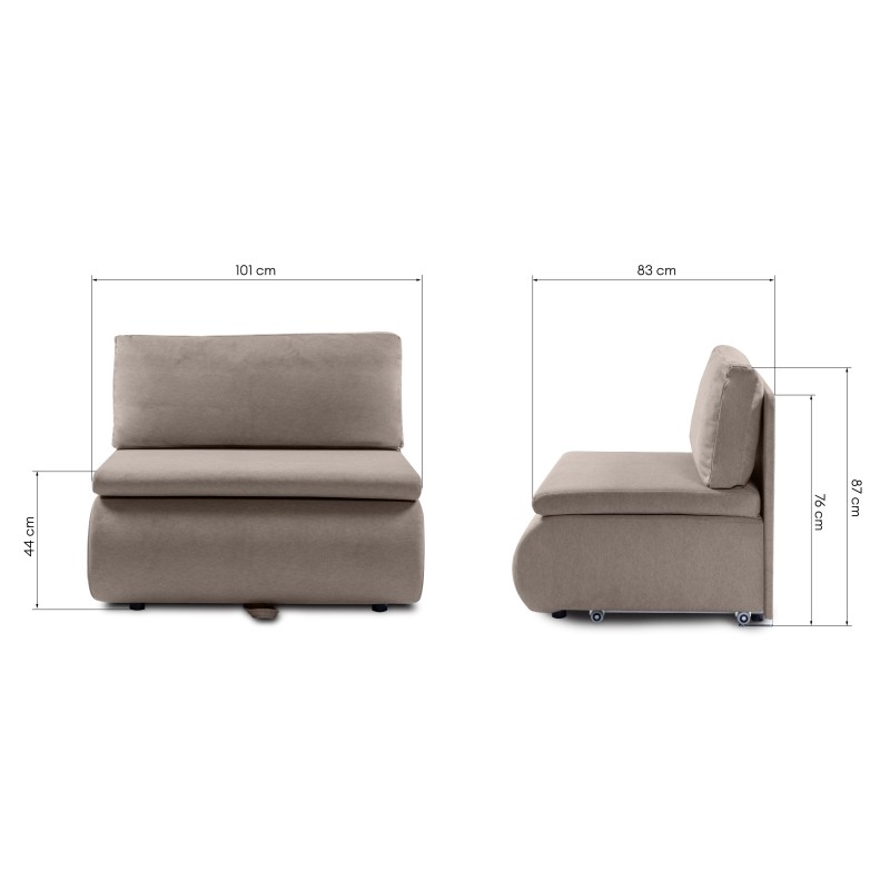 Sofa z funkcją spania i pojemnikiem Mido brązowa, welur