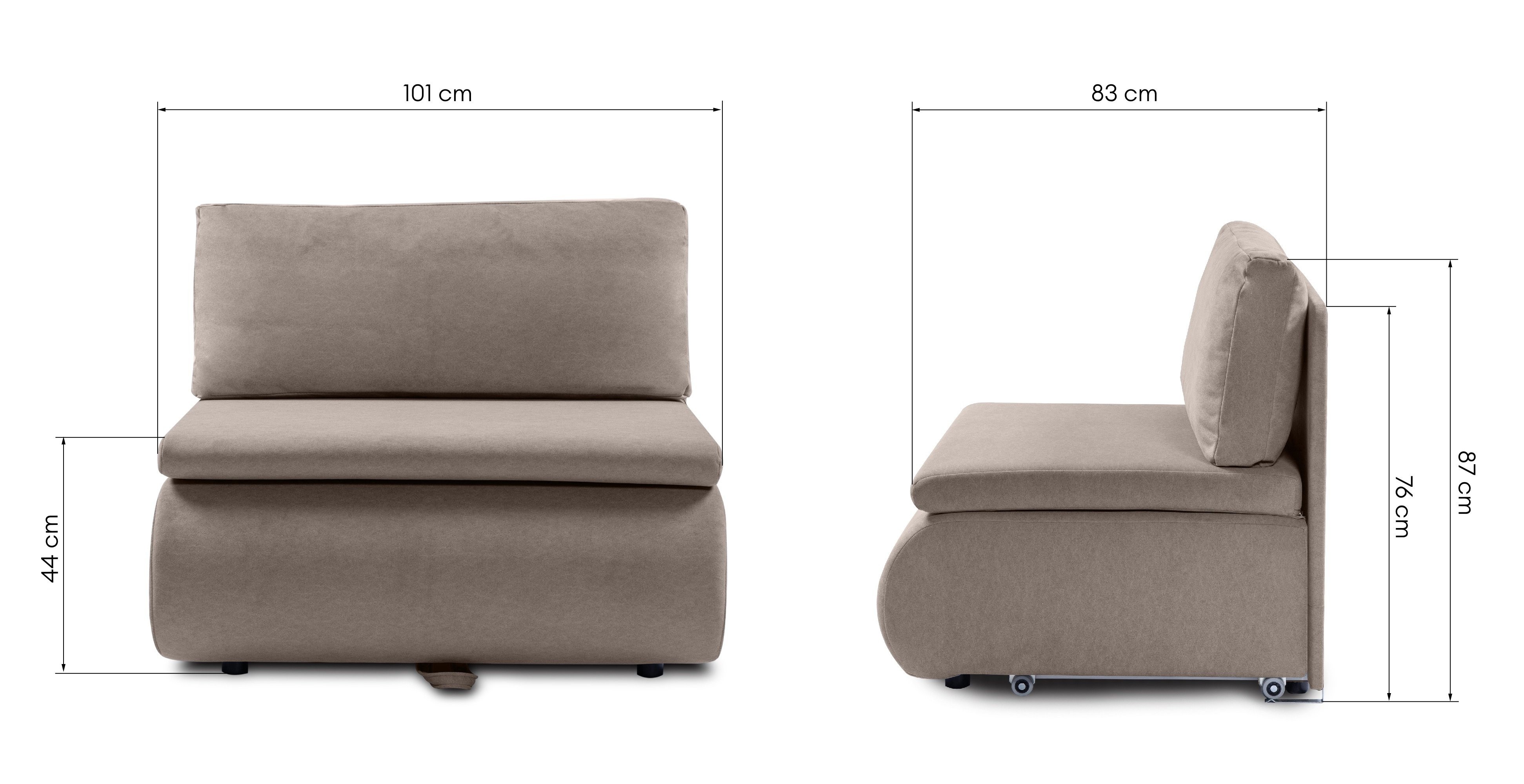 Sofa z funkcją spania i pojemnikiem Mido brązowa, welur