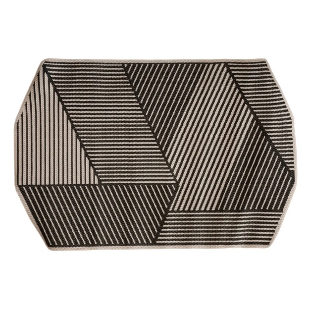 Dywan Teo z geometrycznym wzorem, czarno-biały, wewnętrzny/zewnętrzny