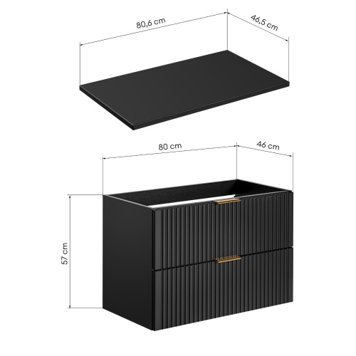 Zestaw szafka pod umywalkę i blat Casad 80 cm, czarny