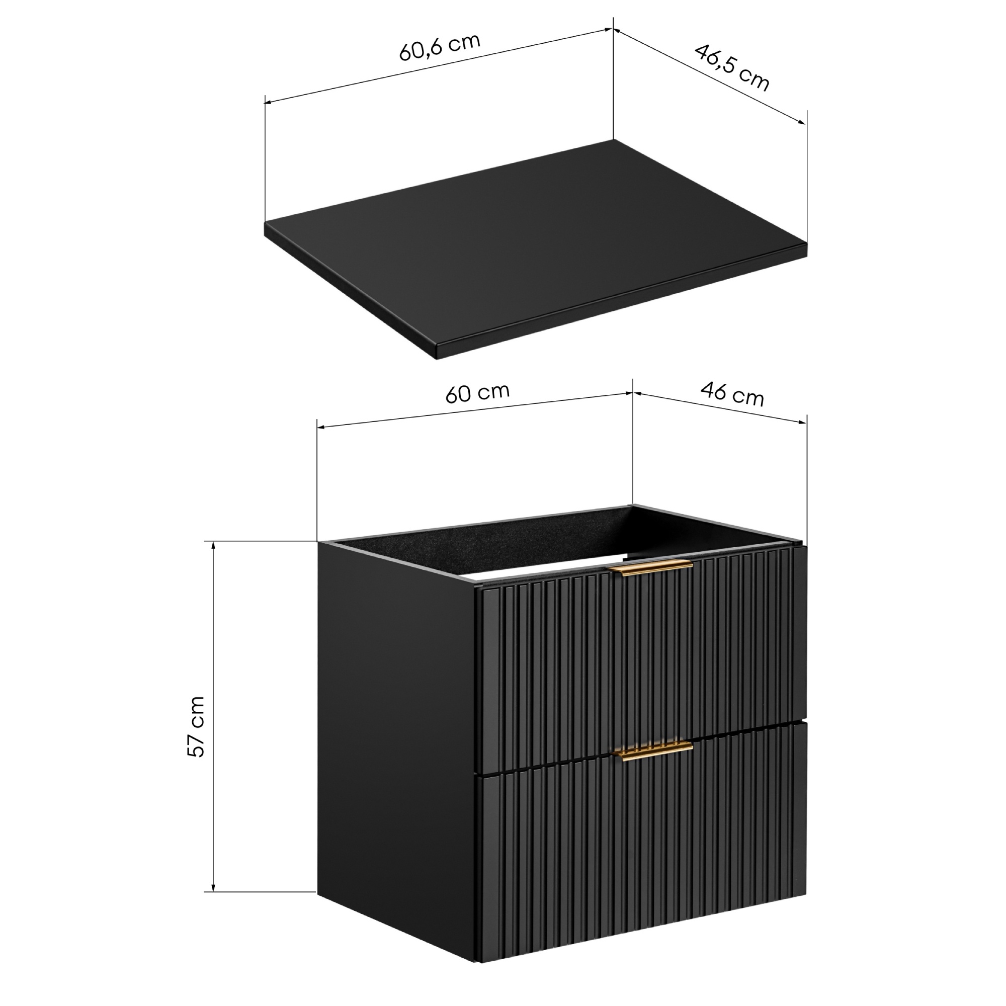 Zestaw szafka pod umywalkę i blat Casad 60 cm, czarny