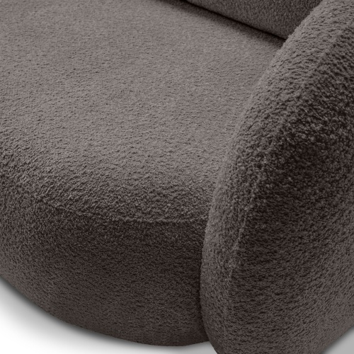 Sofa rozkładana Lindo z pojemnikiem, brązowa, boucle, obłe kształty