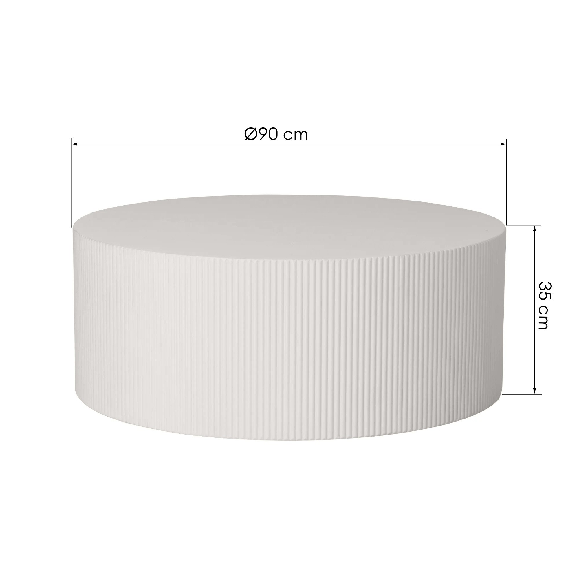 Stolik kawowy Ermanno, 90 cm, szarobeżowy, ryflowany