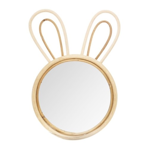 Lustro wiszące w ramie Rabbit, okrągłe, bambus