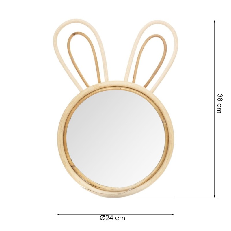 Lustro wiszące w ramie Rabbit, okrągłe, bambus