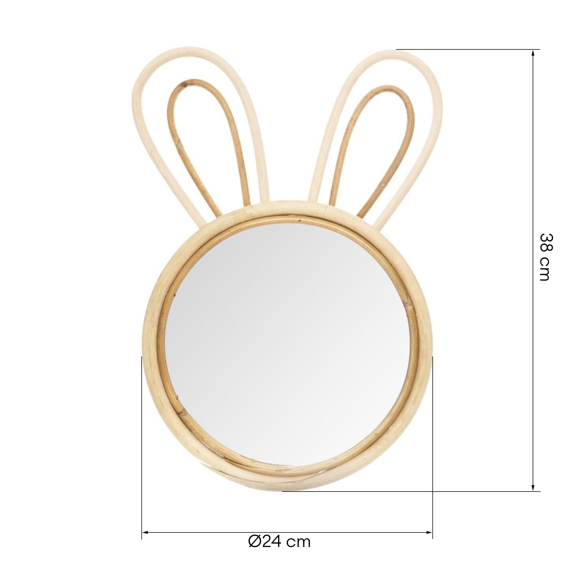 Lustro wiszące w ramie Rabbit, okrągłe, bambus