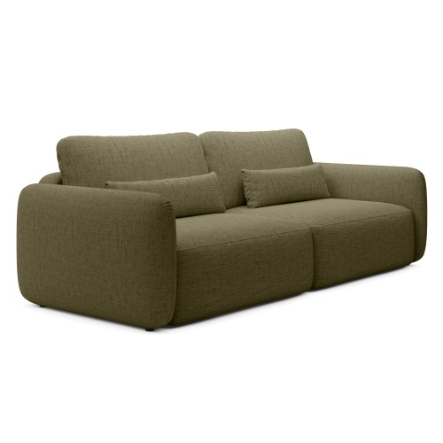 Sofa rozkładana Mossa z pojemnikiem, obłe kształty