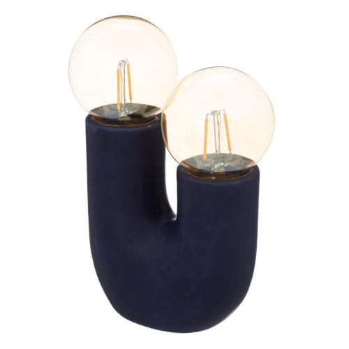 Lampa stołowa LED Olme podwójna, niebieska, kształt łuku