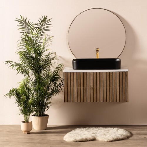 Umywalka nablatowa Carre 60 cm, czarna