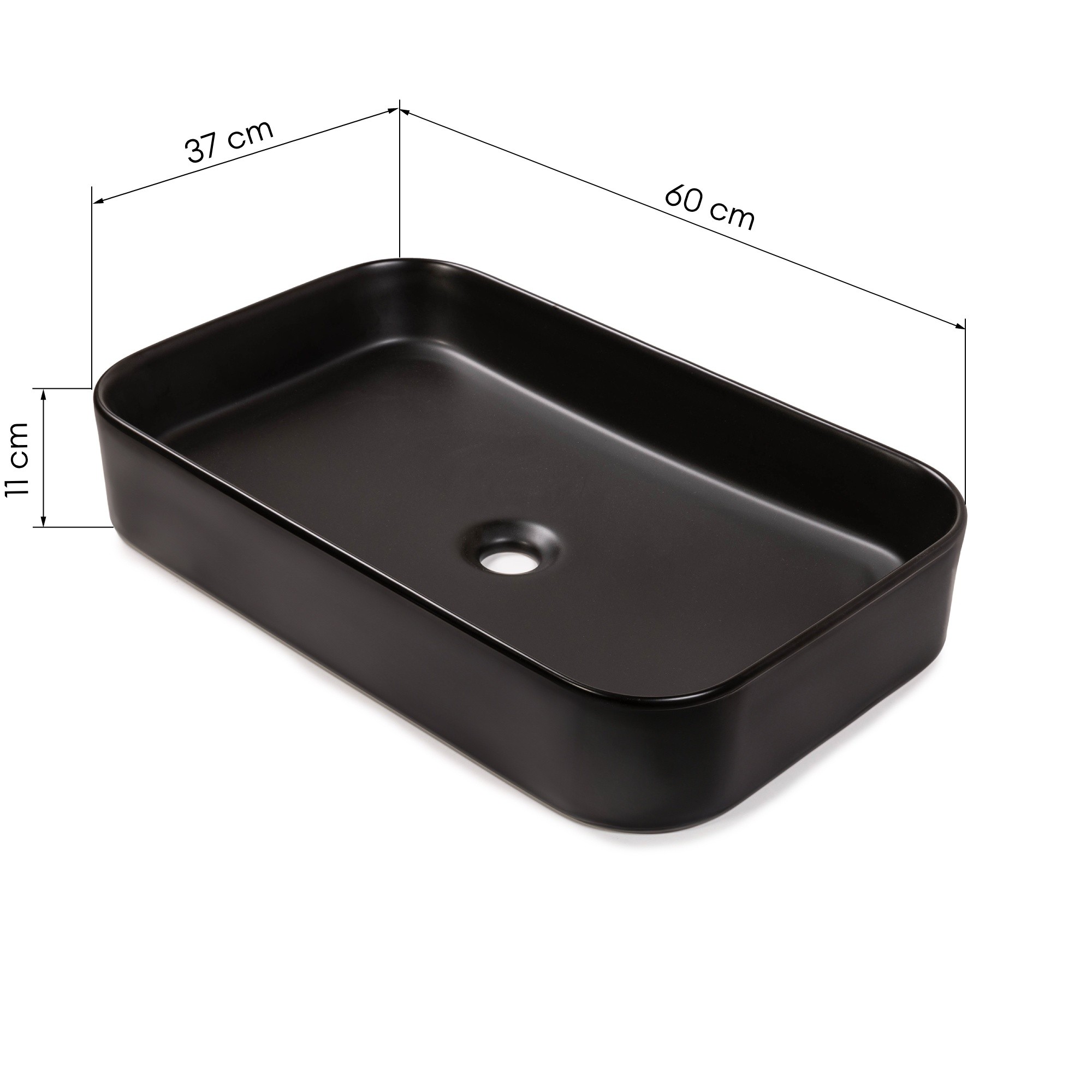 Umywalka nablatowa Carre 60 cm, czarna