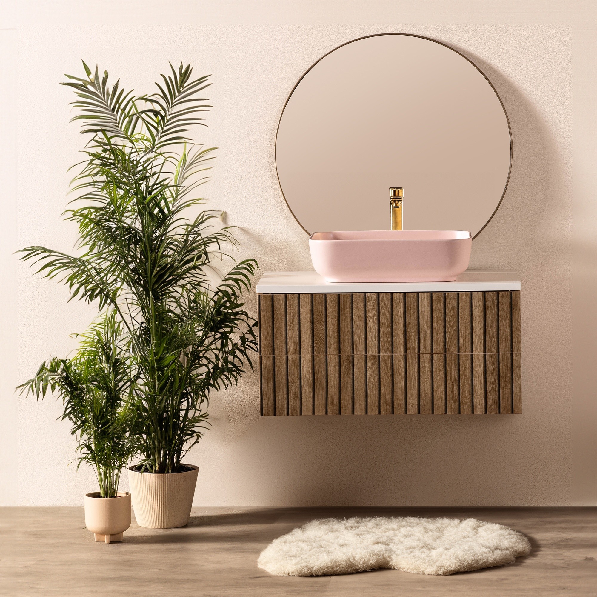 Umywalka nablatowa Rosado 50 cm, różowa