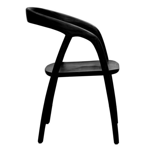 Krzesło drewniane Sande zaokrąglone, czarne, drewno tekowe