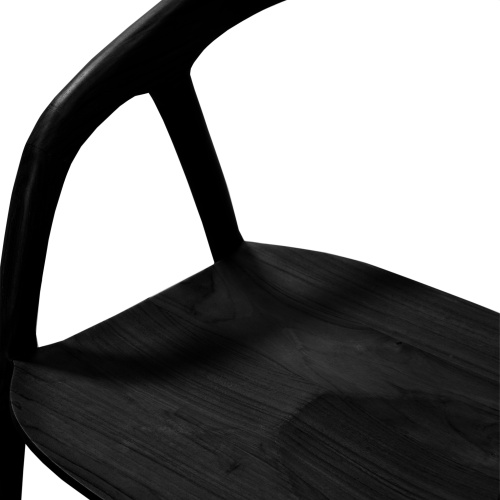 Krzesło drewniane Sande zaokrąglone, czarne, drewno tekowe