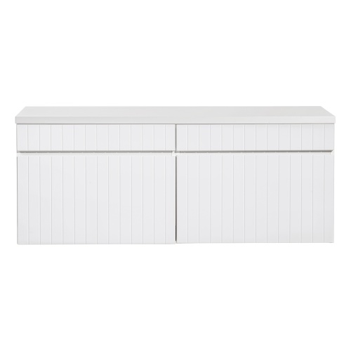 Zestaw dwóch szafek pod umywalkę z blatem Liberty White 160 cm, lamele, biała