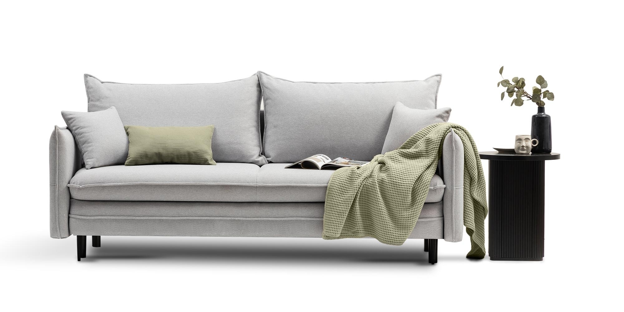 Sofa z funkcją spania i pojemnikiem Notti, szara