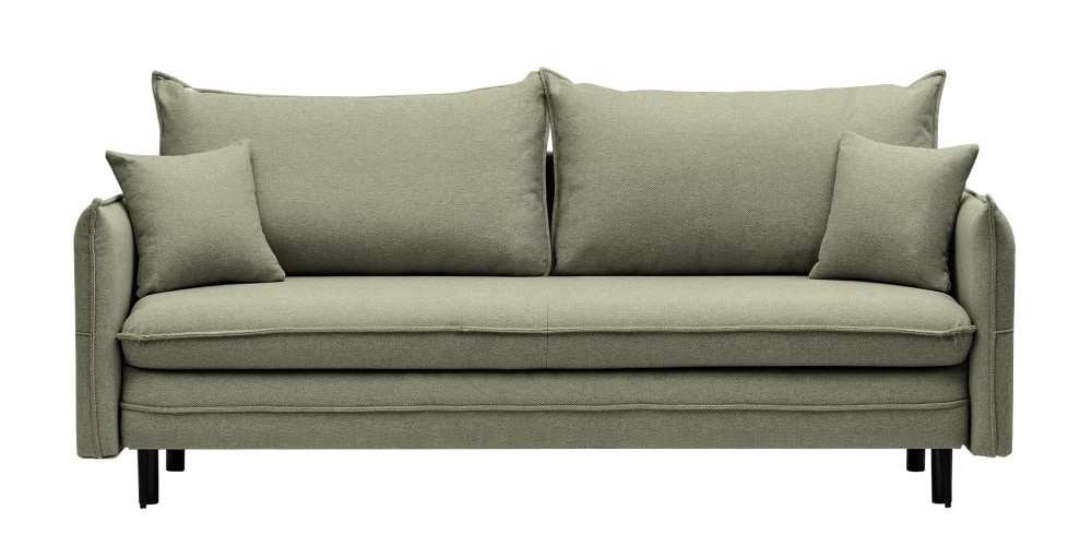 Sofa z funkcją spania i pojemnikiem Notti, zielona