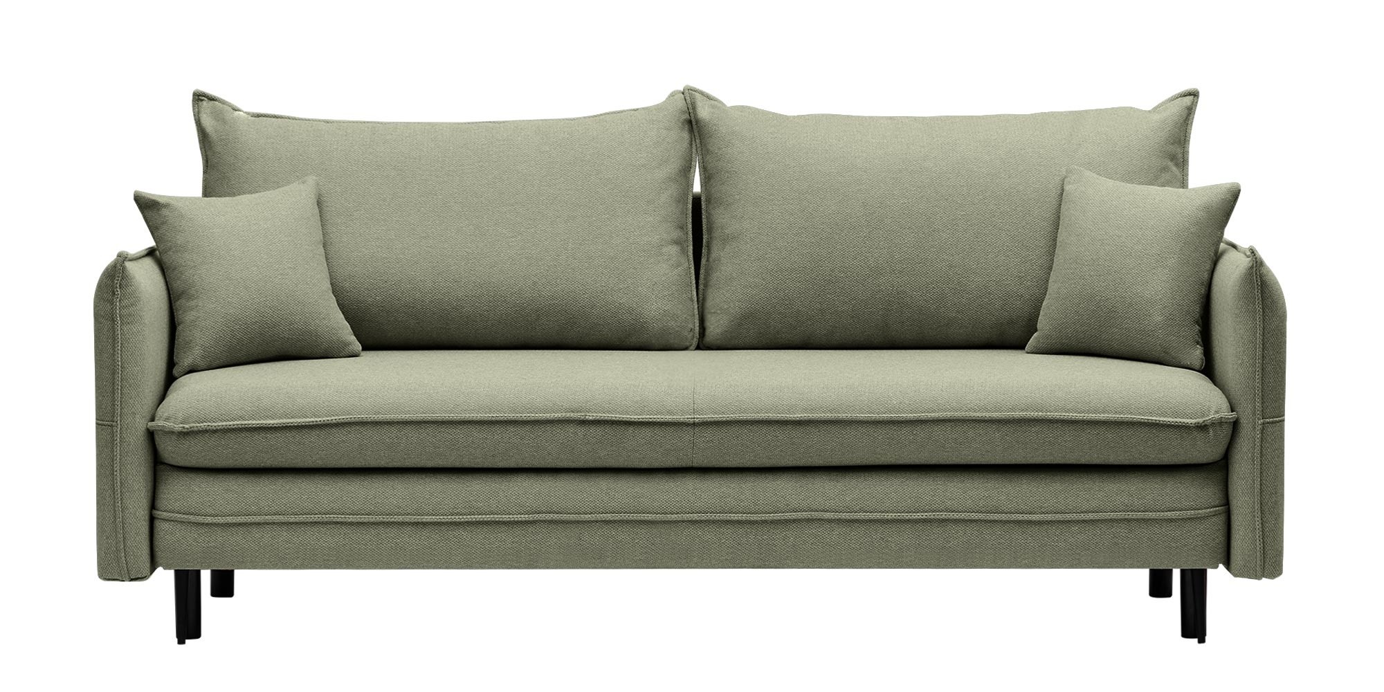 Sofa z funkcją spania i pojemnikiem Notti, zielona