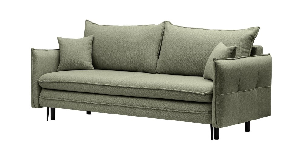 Sofa z funkcją spania i pojemnikiem Notti, zielona