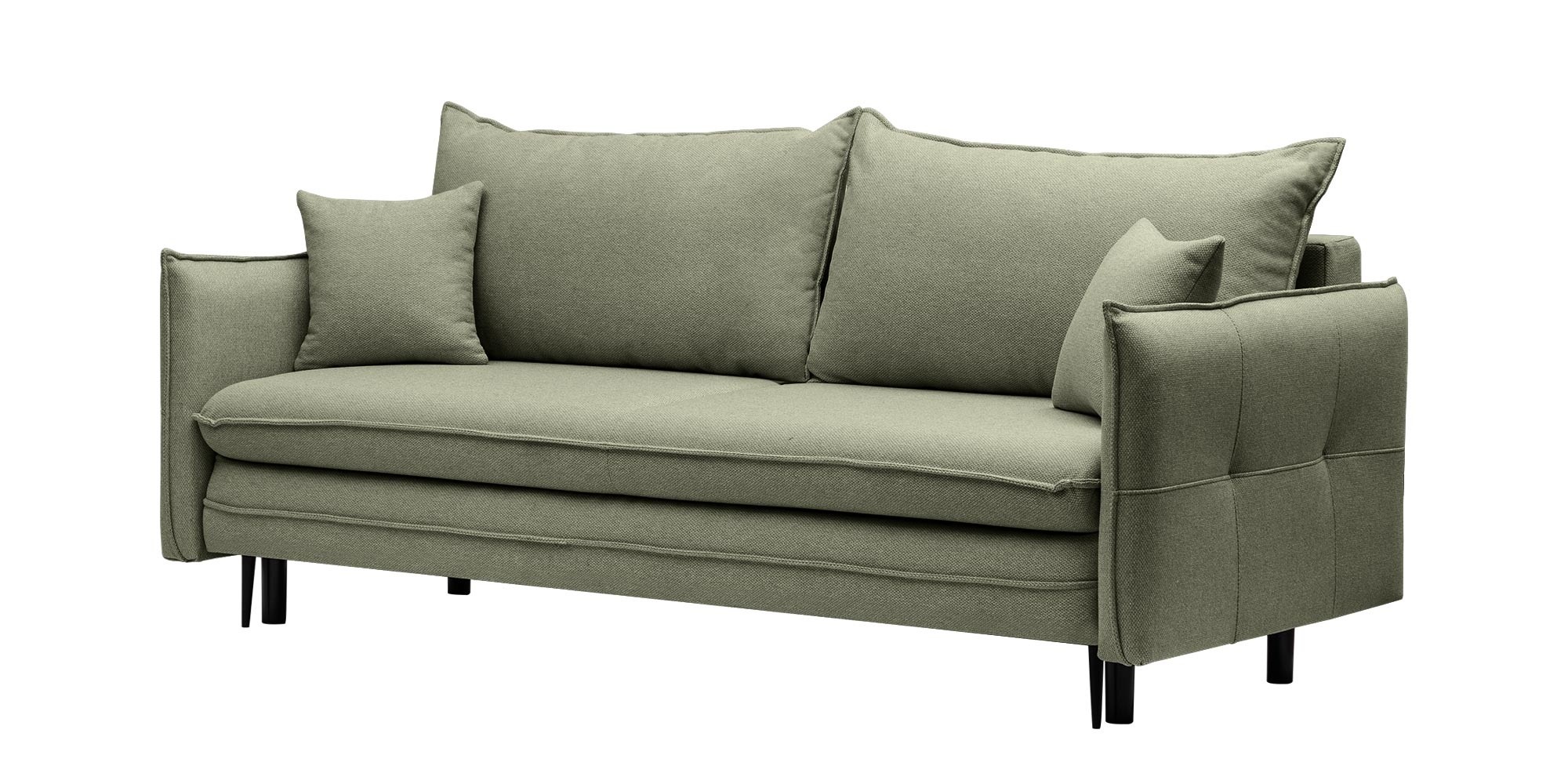 Sofa z funkcją spania i pojemnikiem Notti, zielona