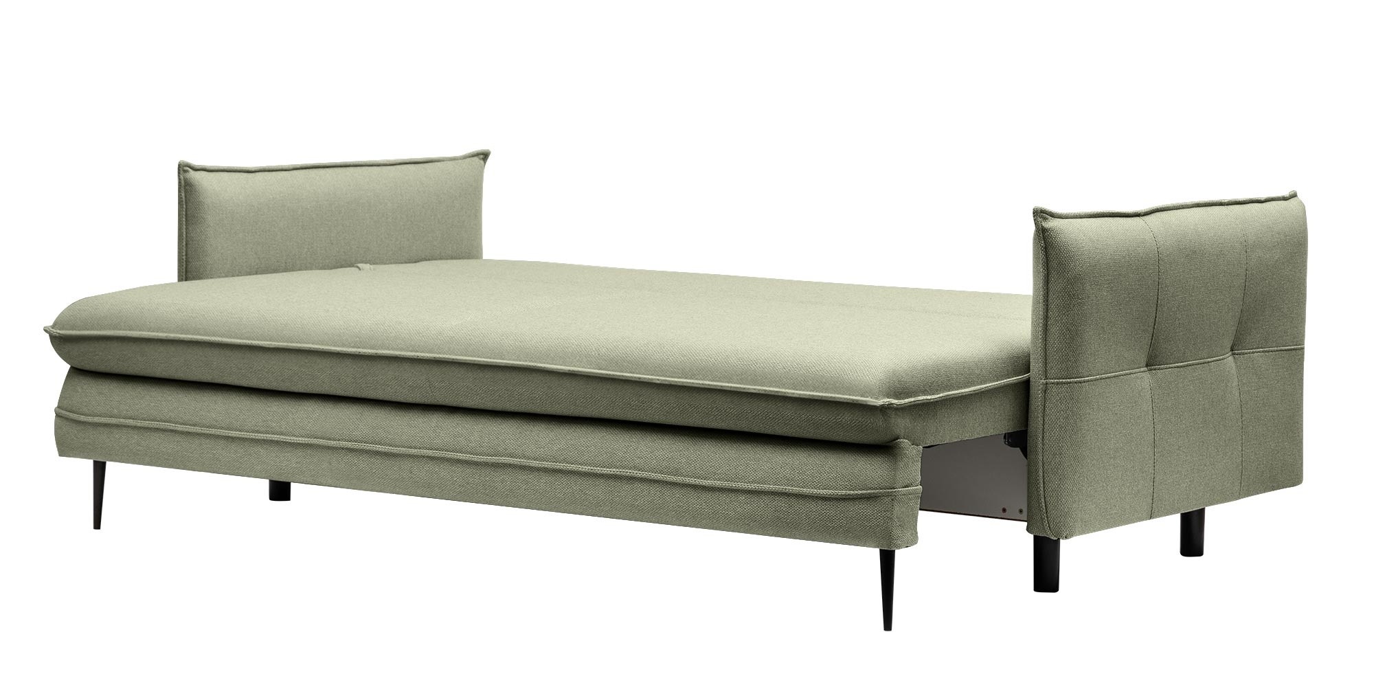 Sofa z funkcją spania i pojemnikiem Notti, zielona