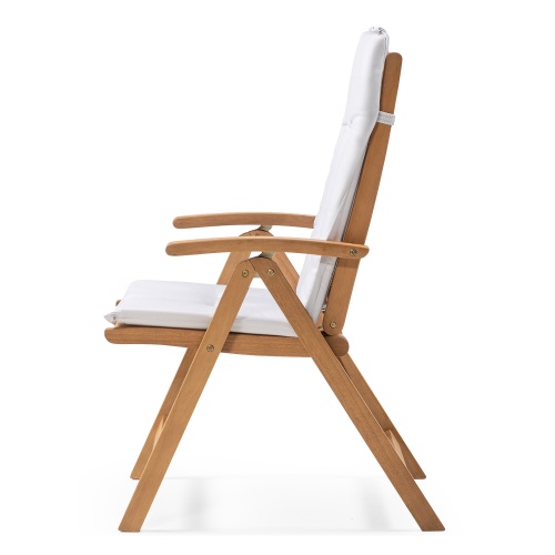 Krzesło ogrodowe Familis z regulowanym oparciem i jasnoszarą poduszką, teak look, drewno eukaliptusowe