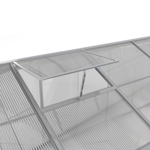 Szklarnia aluminiowa Growee z fundamentem 195x317 cm, pięciosekcyjna, poliwęglanowa, srebrna