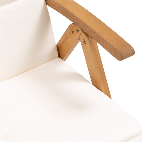 Krzesło ogrodowe Familis z regulowanym oparciem i kremową poduszką, teak look, drewno eukaliptusowe