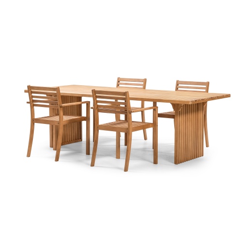 Zestaw ogrodowy Familis ll stół + 4 krzesła, teak look, drewno eukaliptusowe