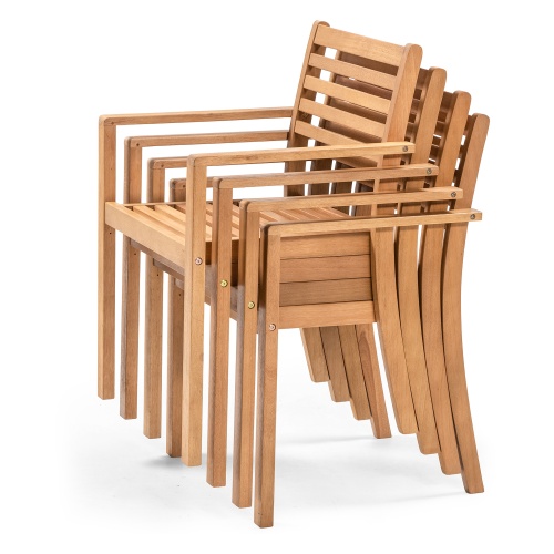 Zestaw ogrodowy Familis ll stół + 4 krzesła, teak look, drewno eukaliptusowe